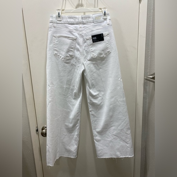 NWT Paige Anessa Wide Leg Cropped Raw Hem Jeam in Crisp White Size 27 - Picture 6 of 8
